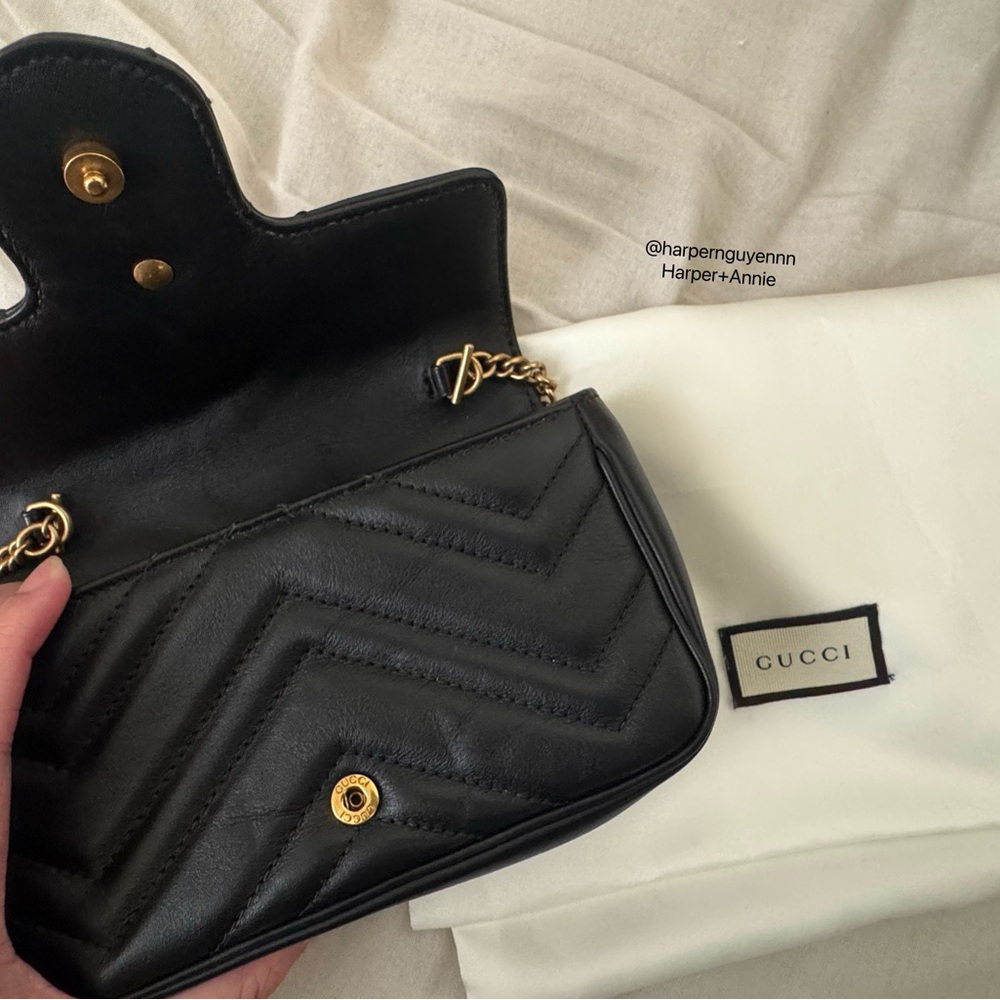 Authentic Gucci- GG Marmont Matelasse Leather Super Mini Bag - Picture 4 of 9